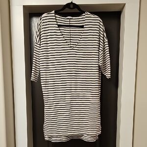 ZARA Monochrome Striped 3/4 Sleeve Knit Top